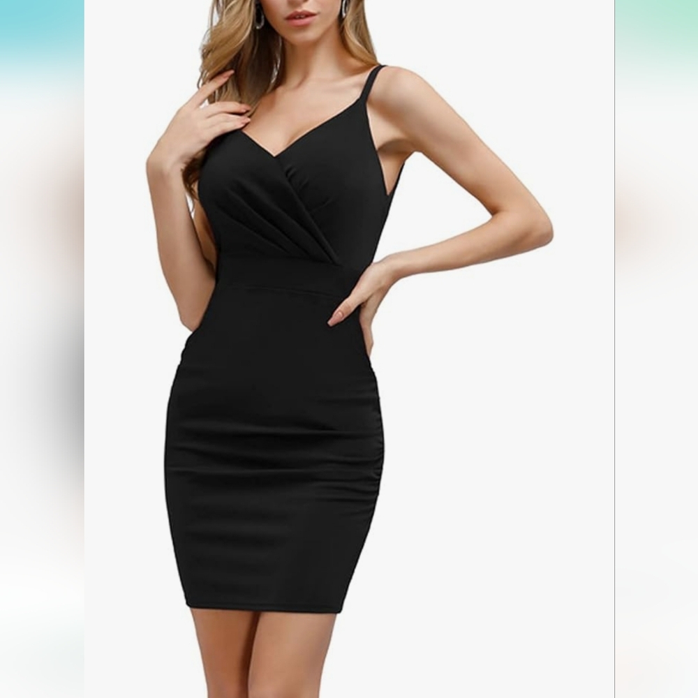 NWT Curlbiuty Women Ruched Black Dress - Size XL